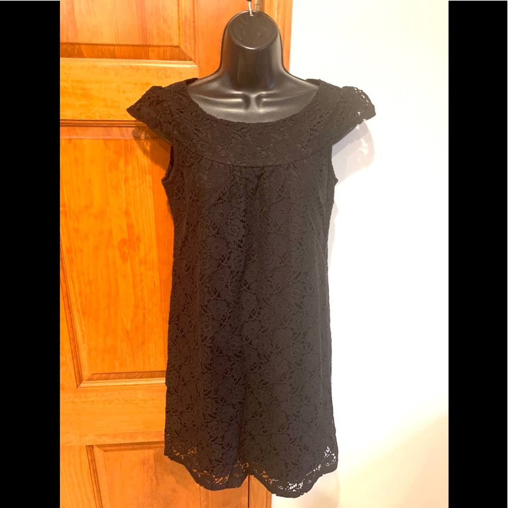 Anthropology mini Black lace lined dress Small 2 4 - Picture 3 of 8